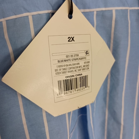 NWT Ava & Viv Crop Stripe Button Down Size 2X - Picture 6 of 8
